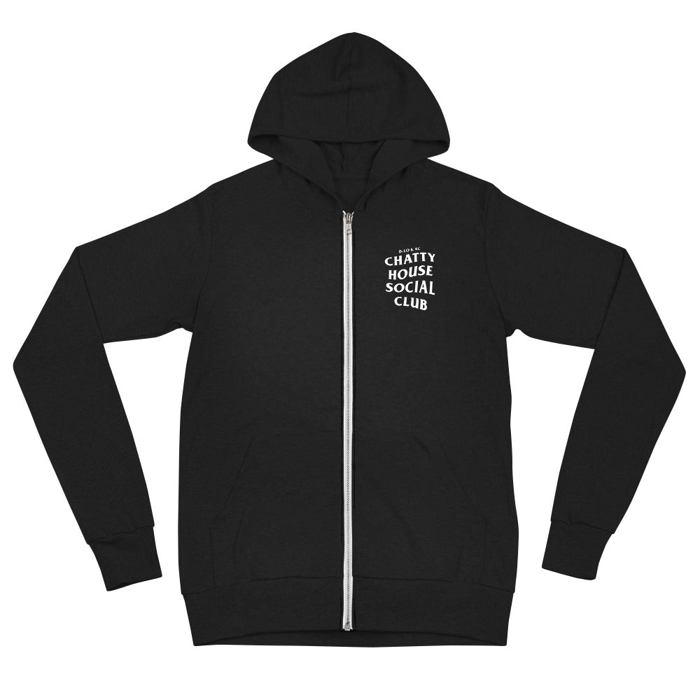 Chatty House Social Club Zip Up Tri-Blend Hoodie