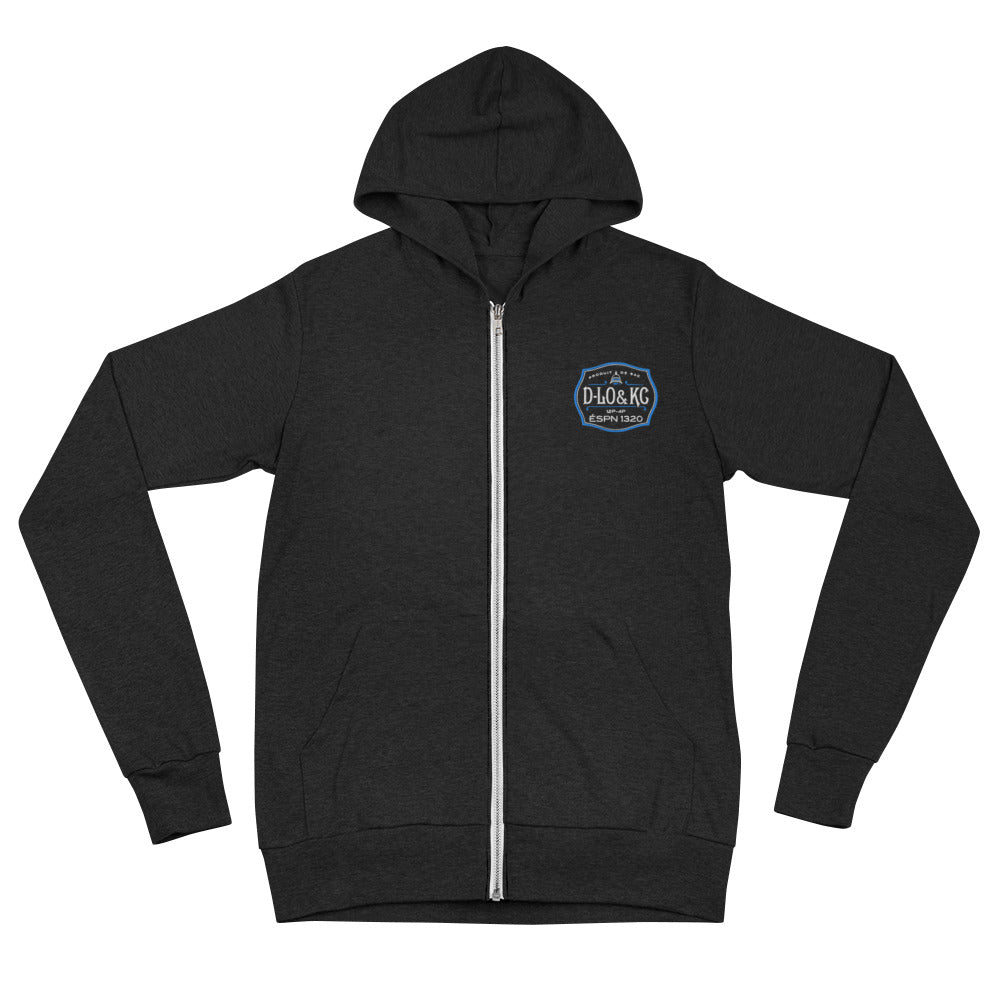 Bleu Embroidery: Black Bottle Tri Blend Zip Hoodie