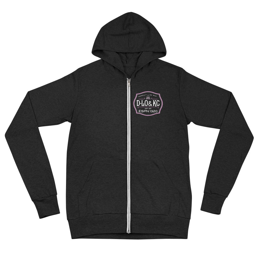 Rosé: Black Bottle Zip Up Tri Blend Hoodie