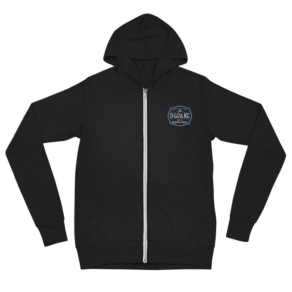 Bleu Embroidery: Black Bottle Tri Blend Zip Hoodie