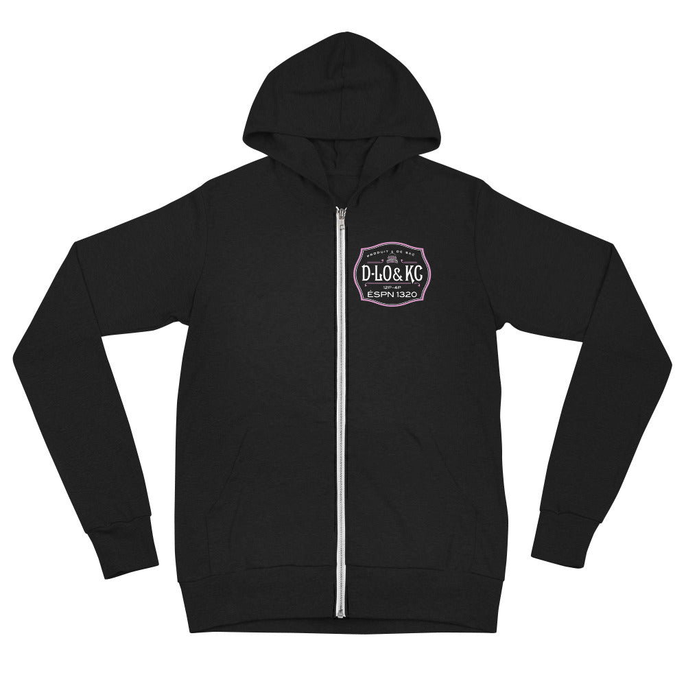 Rosé: Black Bottle Zip Up Tri Blend Hoodie